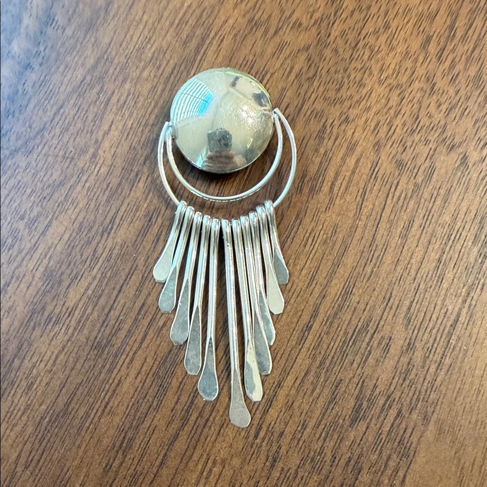 Sterling Silver Tassel Fringe Brooch - Silver